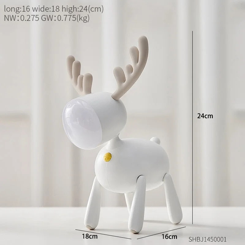 Nordic Elk Desk Lamp Cute Animal Model Desktop Desk Lamp Modern Home Decor Accessories Living Room Children's Bedroom Decor Gift