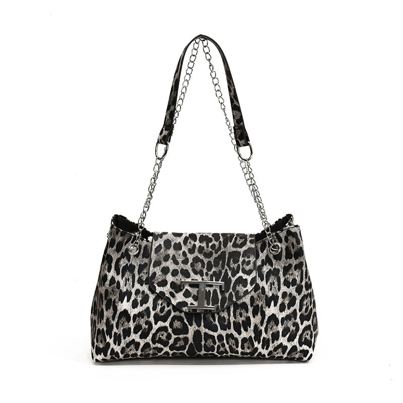 Women’s Pu Leather Leopard Vintage Style Classic Style Square Magnetic Buckle Crossbody Bag