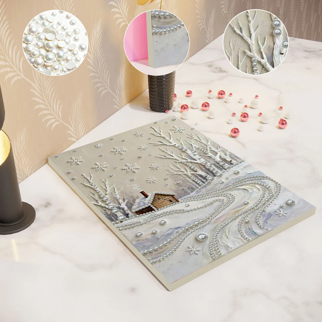 Snowy Field DIY Pearl Diamond Art Kits for Adults Home Decor With Frame 30x40cm