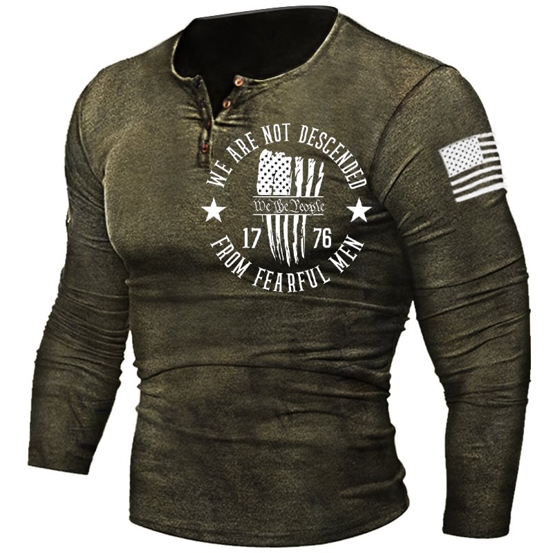 We The People Men's Outdoor Retro Tactical Henley Shirt-Compassnice®