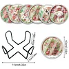 (US Local)6pcs Set Xmas Theme DIY Diamond Painting Coasters Kit with Holder Kit