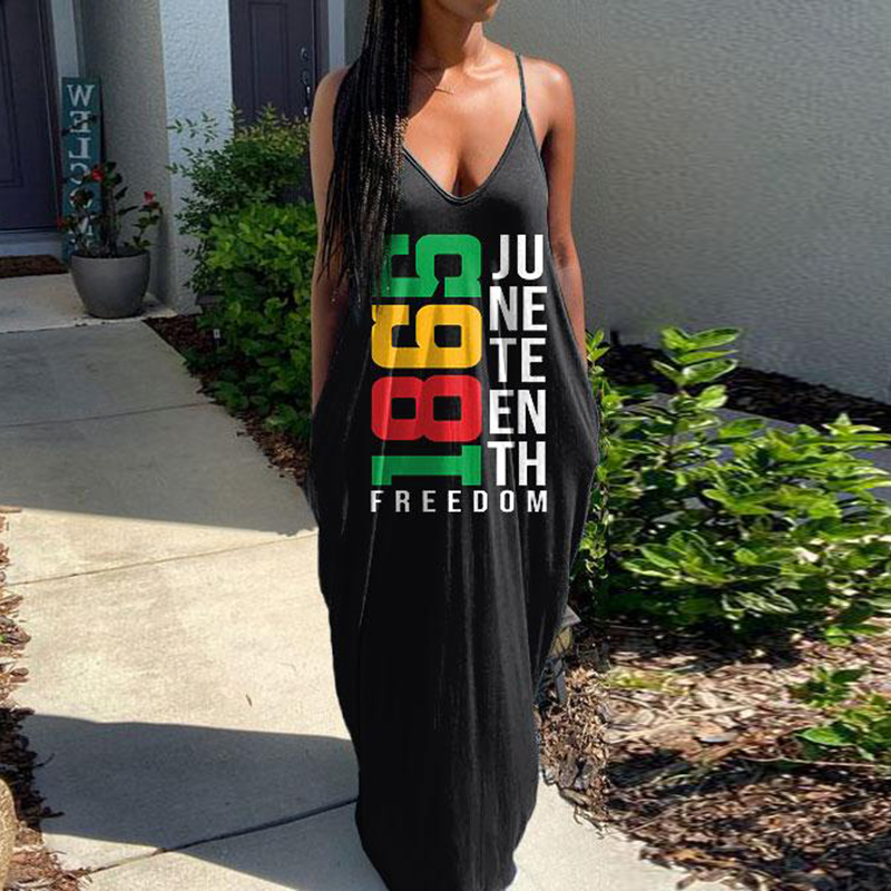 Comstylish Juneteenth 1865 Print Maxi Dress