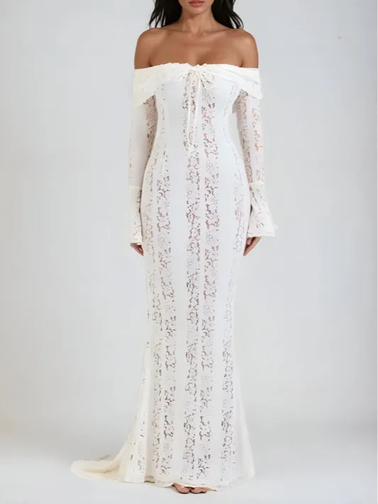 Lace Off-Shoulder Maxi Dress