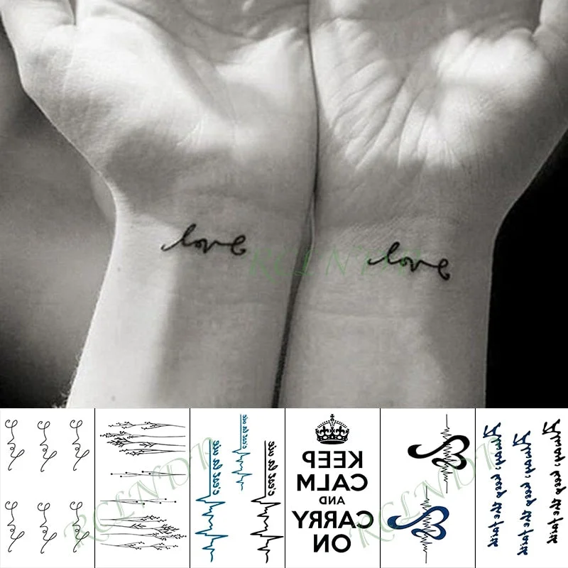 Waterproof Temporary Tattoo Sticker Love Heart Heartbeat Fake Tatto sexy clavicle Hand Arm Flash Tatoo for Kid Girl Men Women
