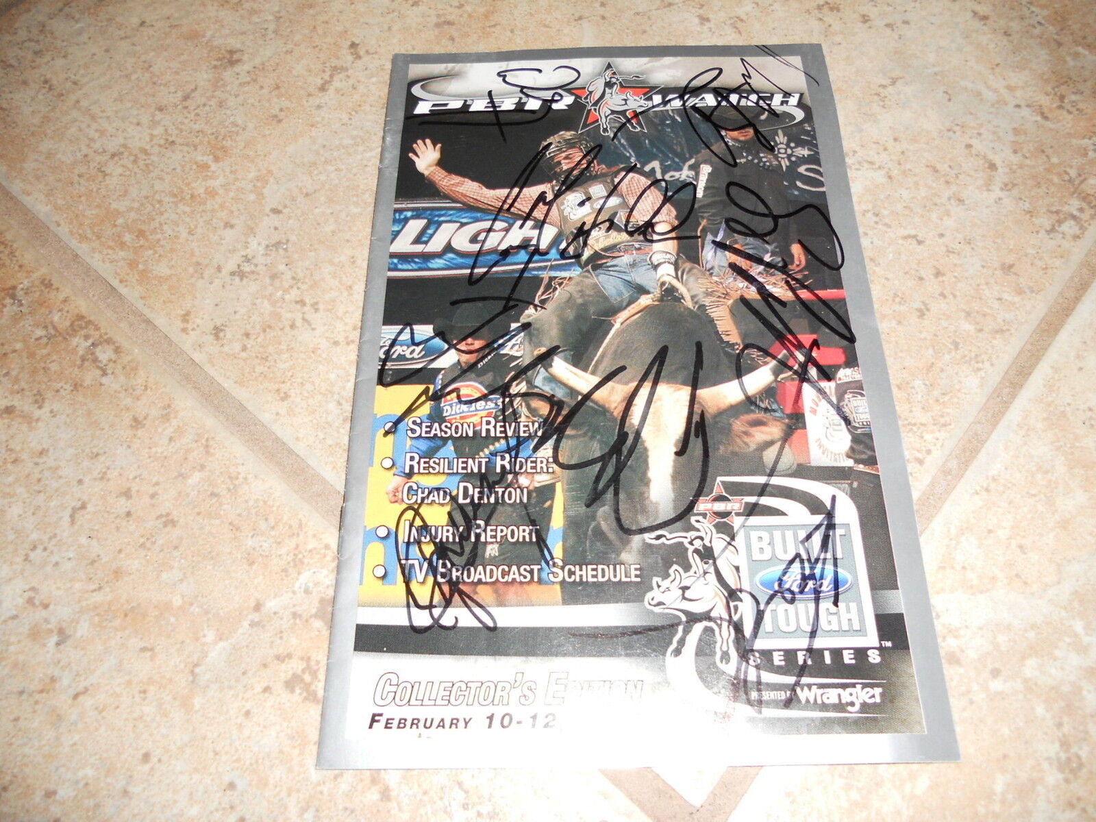 PBR Pro Bull Riding Signed Autographed 5.5 x 8.5 Watch Magazine Cover Photo Poster painting 06