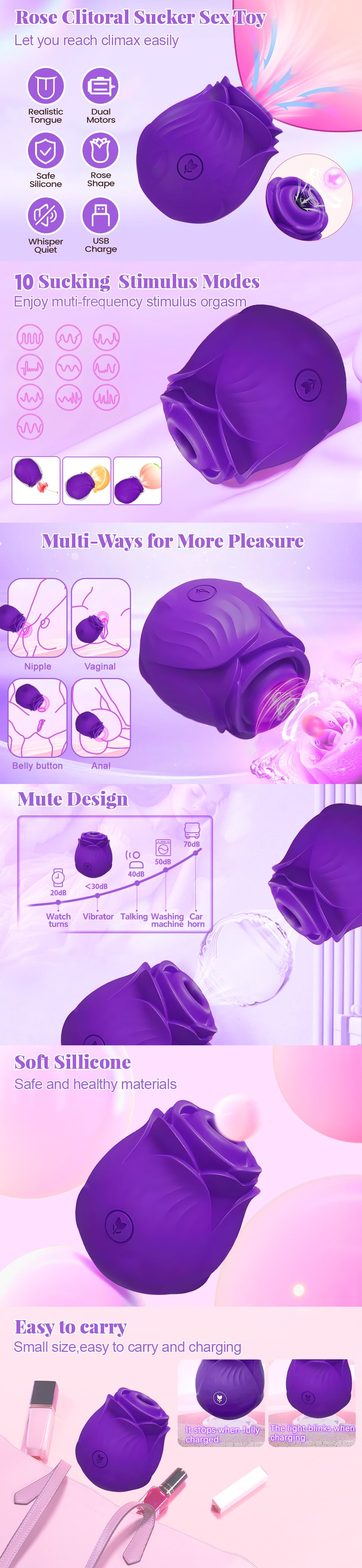 Rose Clitoral Sucker Rabbit Vibrator 2026 New Model, Beginner-Friendly Rose Clitoral Sucker Rabbit Vibrator 2026 New Model, Beginner-Friendly