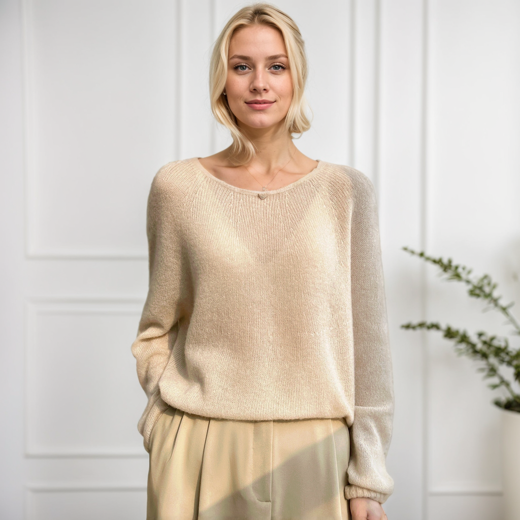 Silk Cashmere Sweater with Loose Lazy Style REAL SILK LIFE