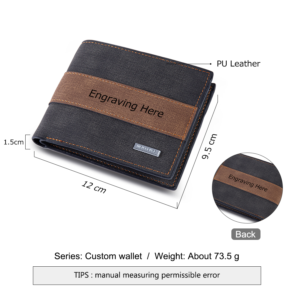 Portafoglio in pelle da uomo 2 testi personalizzabili regalo per papà