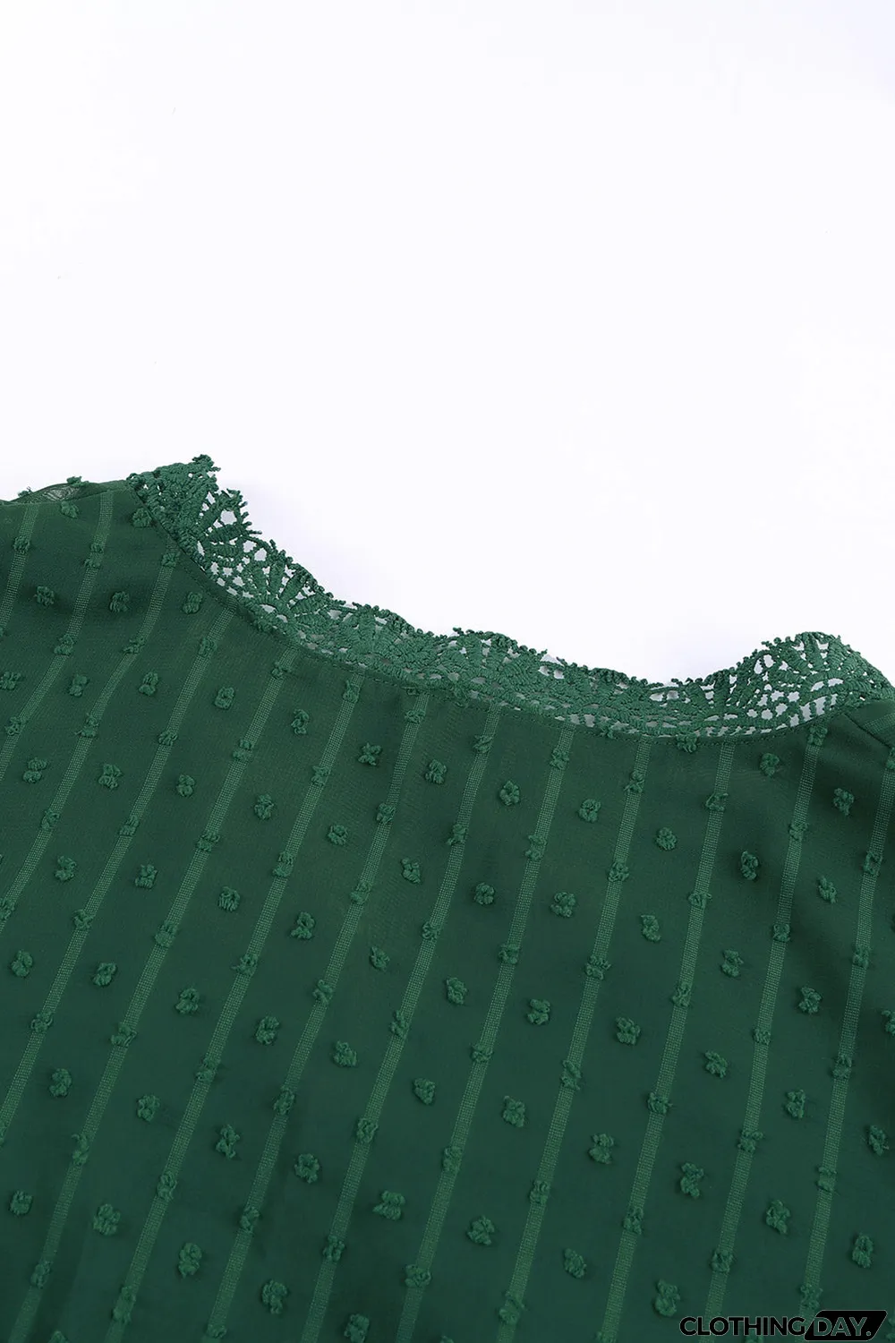 Elegant V-Neck Swiss Dot Lace Blouse