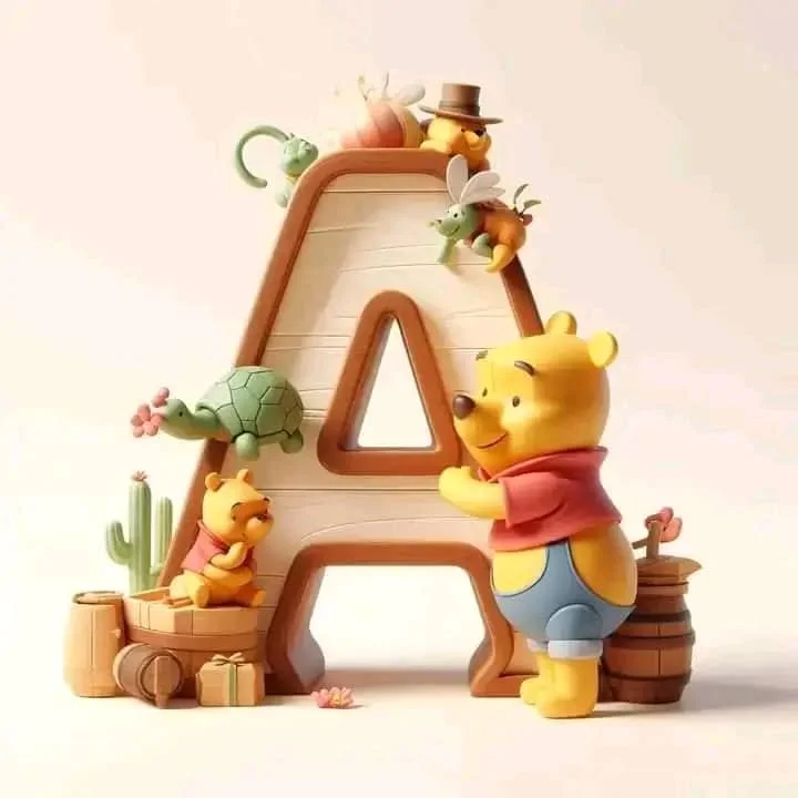 Diamond Painting - Full Round Drill - Pooh&Alphabet(Canvas|40*40cm)