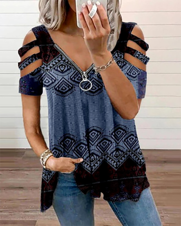 West Styles/Cows V Neck Loosen Long Sleeve Tops
