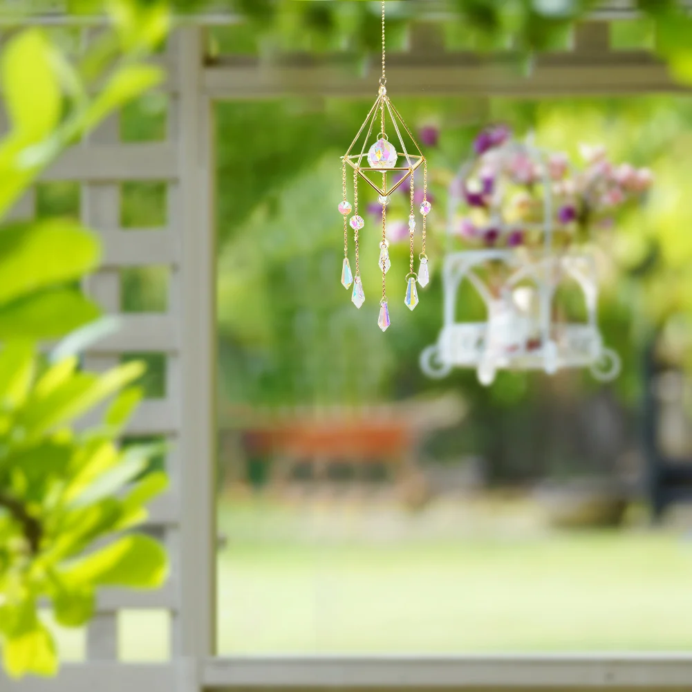 Crystal Windchimes Ornament Lighting Ball Home Hanging Pendant Decor (E)