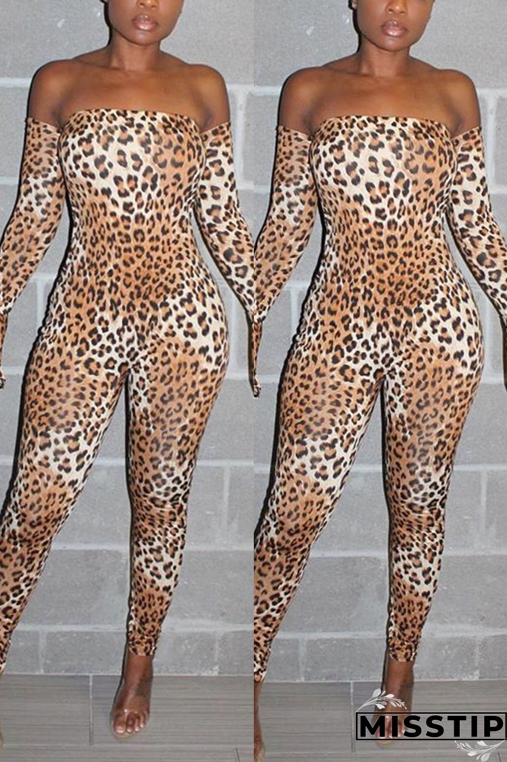 Leopard print Sexy Leopard grain Long Sleeve Wrapped