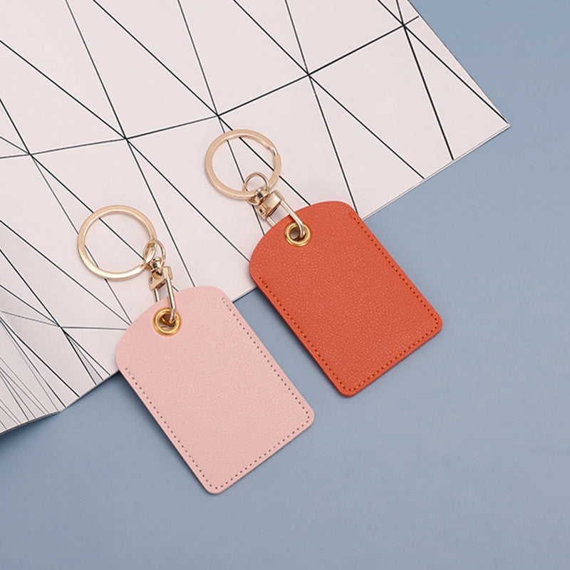 Access Card Case Water Drop Keychain Genuine Leather Community Women Men’s Ic Student Bus Card Elevator Induction Protective Case