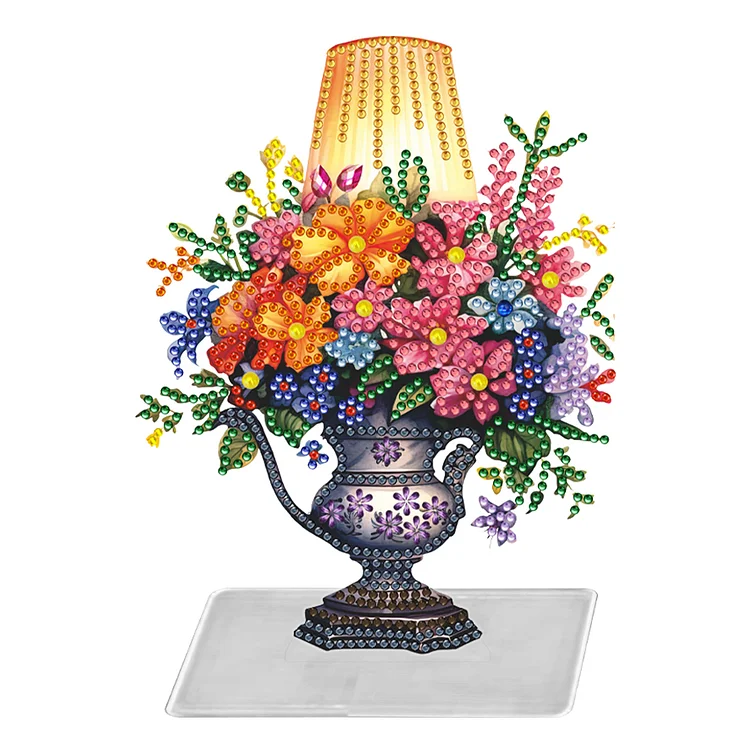 ColorfulFlower Lamp Special Shaped Diamond Painting Desktop Ornaments Kit gbfke