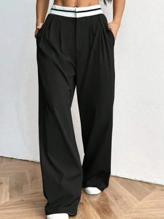 Nigikala Nigikala Commuting Coloring Belt Broad-Legged Suit Pants