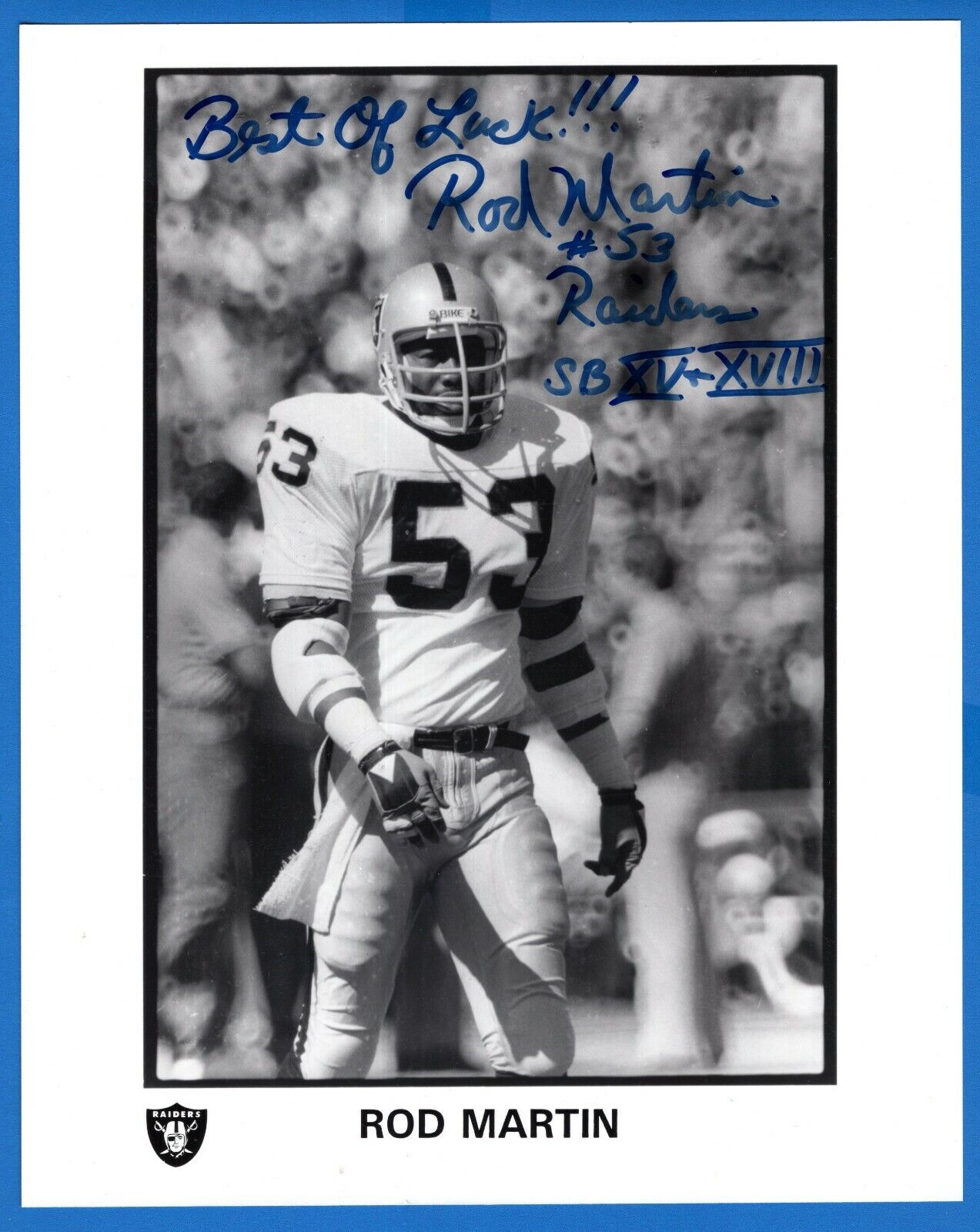 Rod Martin SBXV SBXVIII Hand Signed Autograph 8x10 Photo Poster painting