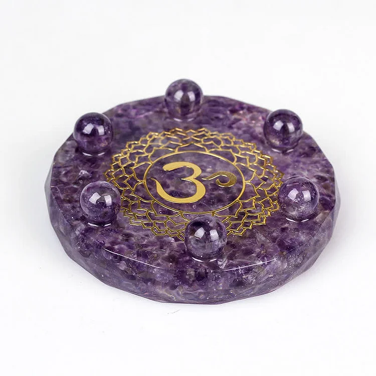 Seven Crystal Chakra OM Sumbol Gemstone Decoration| Amethyst