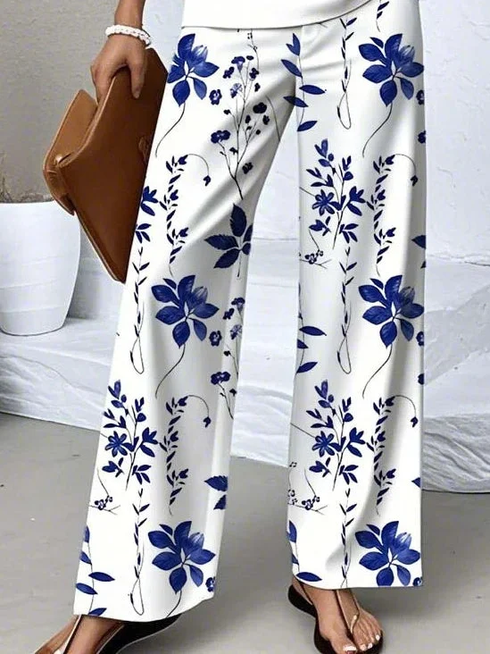 Women's Sleeveless Square Collar Floral Printed Casual Set