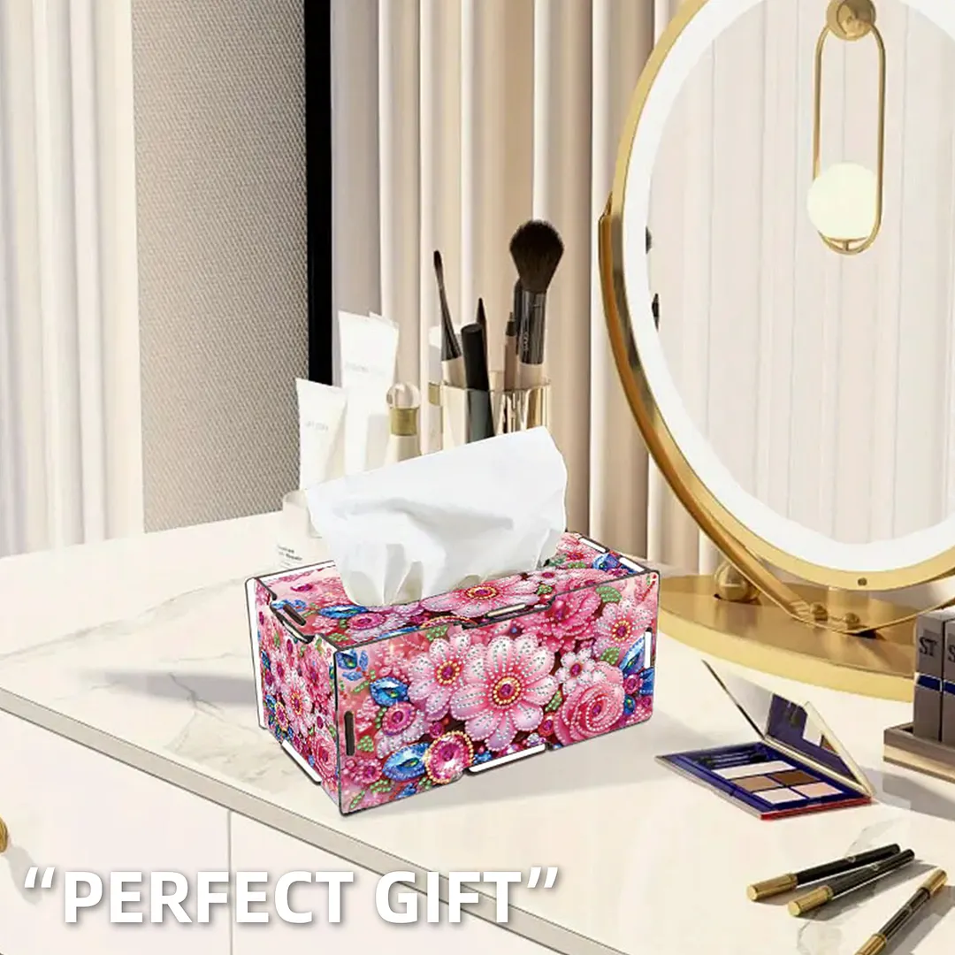 Flower DIY Diamond Art Paper Towel Holder for Home and Office Decoration