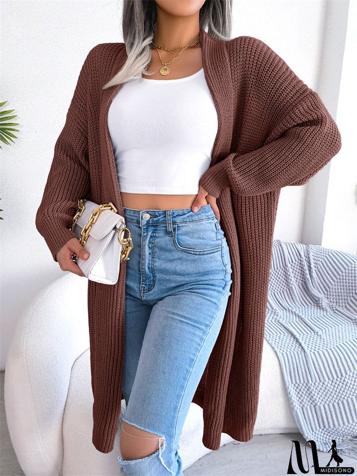 MidiSono - All Match Leisure Lapel Cardigan Loose Women's Sweater