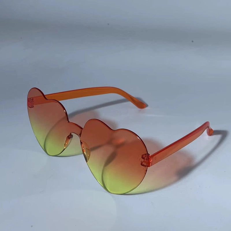 Transparent Jelly Color Love Sunglasses Men’s And Women’s Peach Heart Sunglasses Heart-shaped Conjoined Love Sunglasses