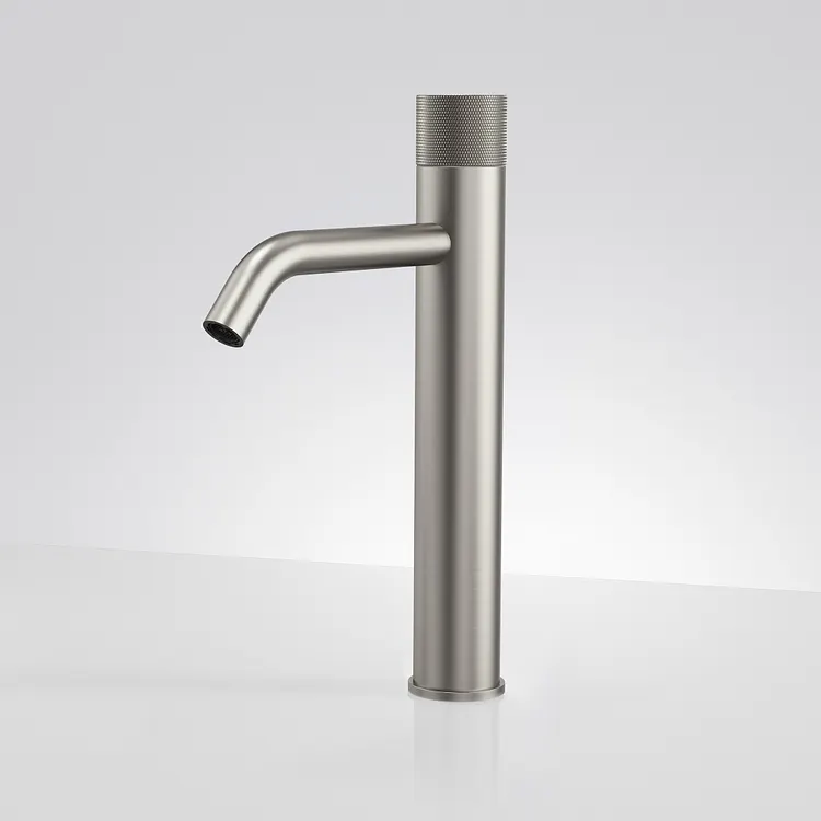 EVERSTEIN 12 in. Knurled Vessel Bathroom Sink Faucet Brushed Nickel