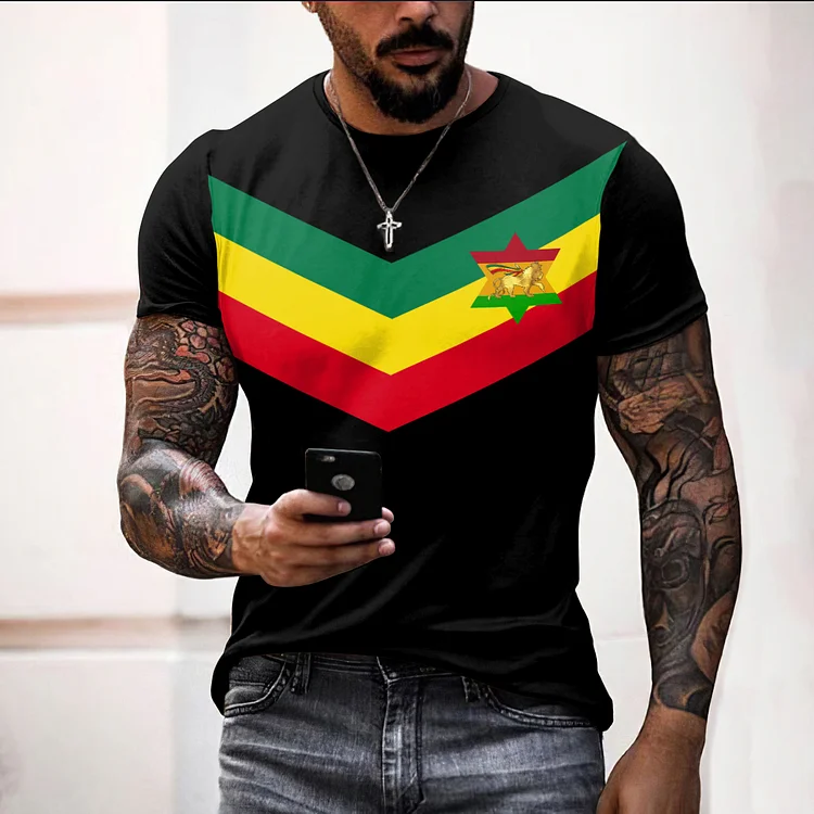 BrosWear Curve Juneteenth Rasta Short Sleeve T Shirt