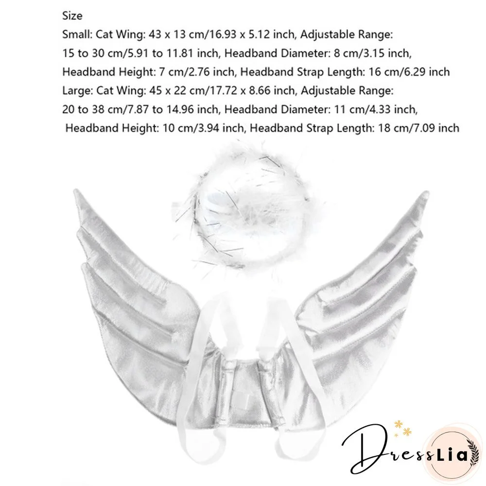 1Pc Pet Halloween Costume Cosplay Angel White Wing and Headband for Dog Cat Rabbit Piggy Party Theme Birthday Christmas