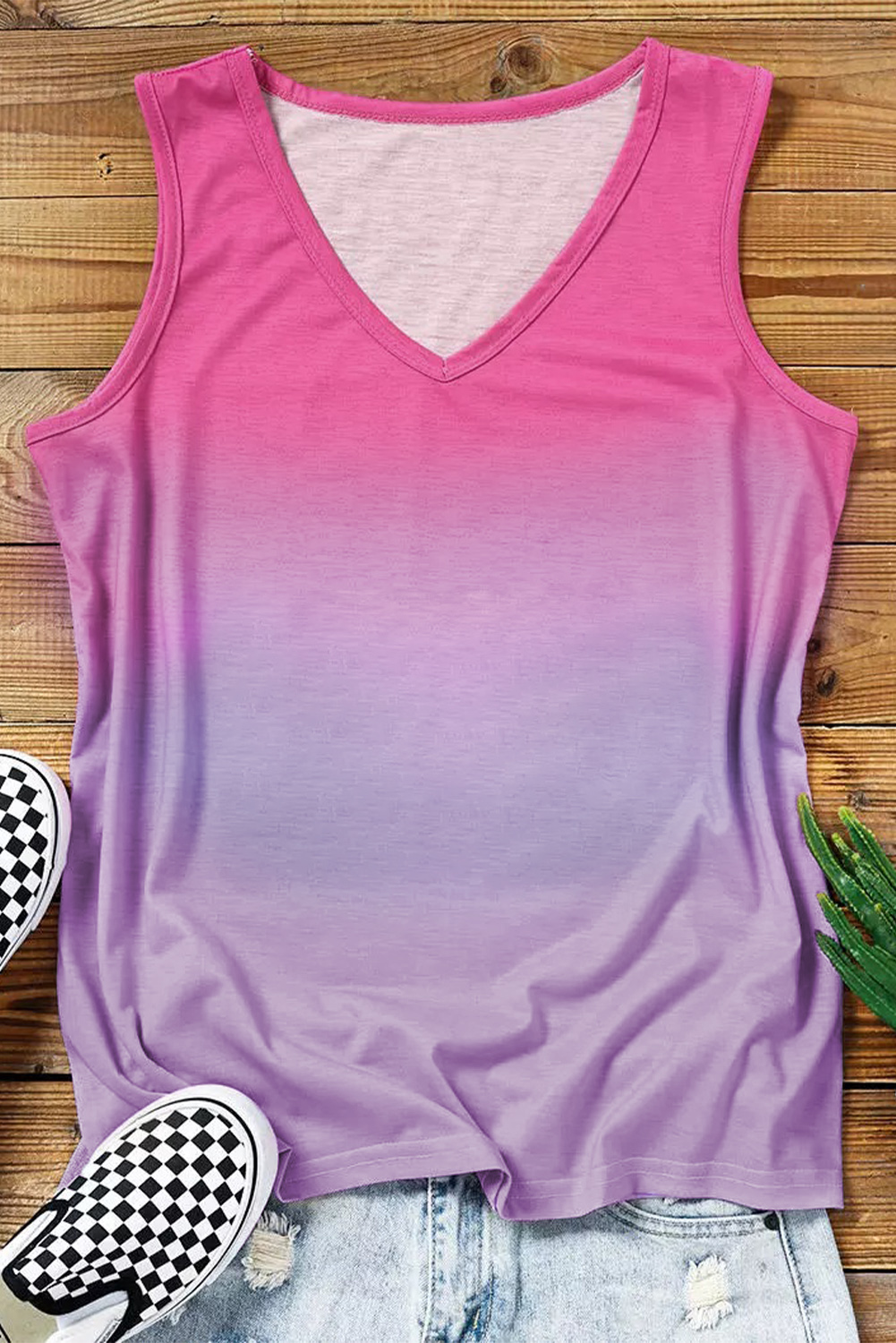 Multicolor Gradient V-Neck Tank