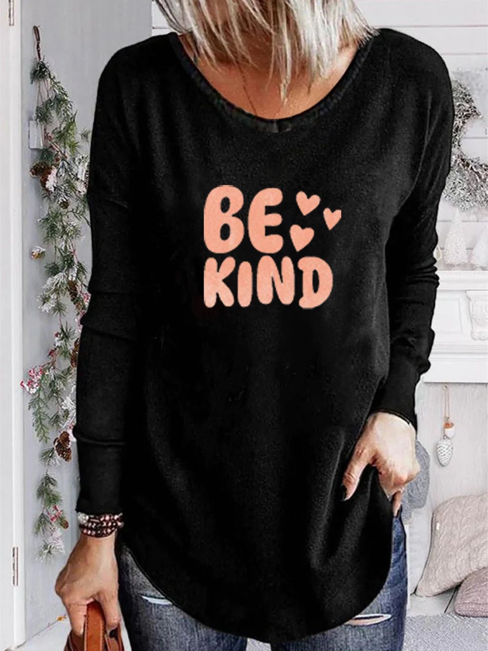Unisex 100% Cotton Long Sleeve Crew Neck Be Kind Shirt
