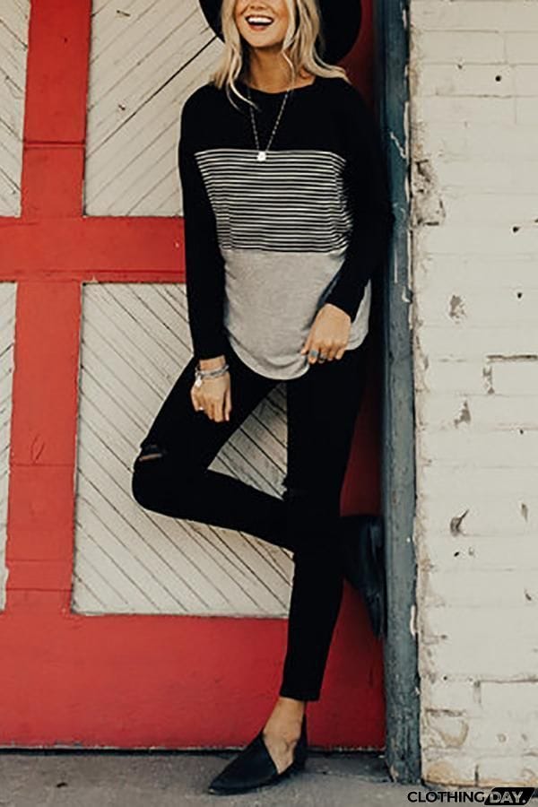 Striped Colorblock T Shirt