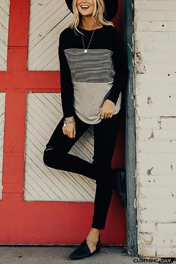 Striped Colorblock T Shirt