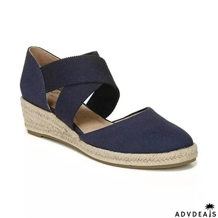 Fashion Cross Strap Wedge Heel Espadrilles Sandals for Women