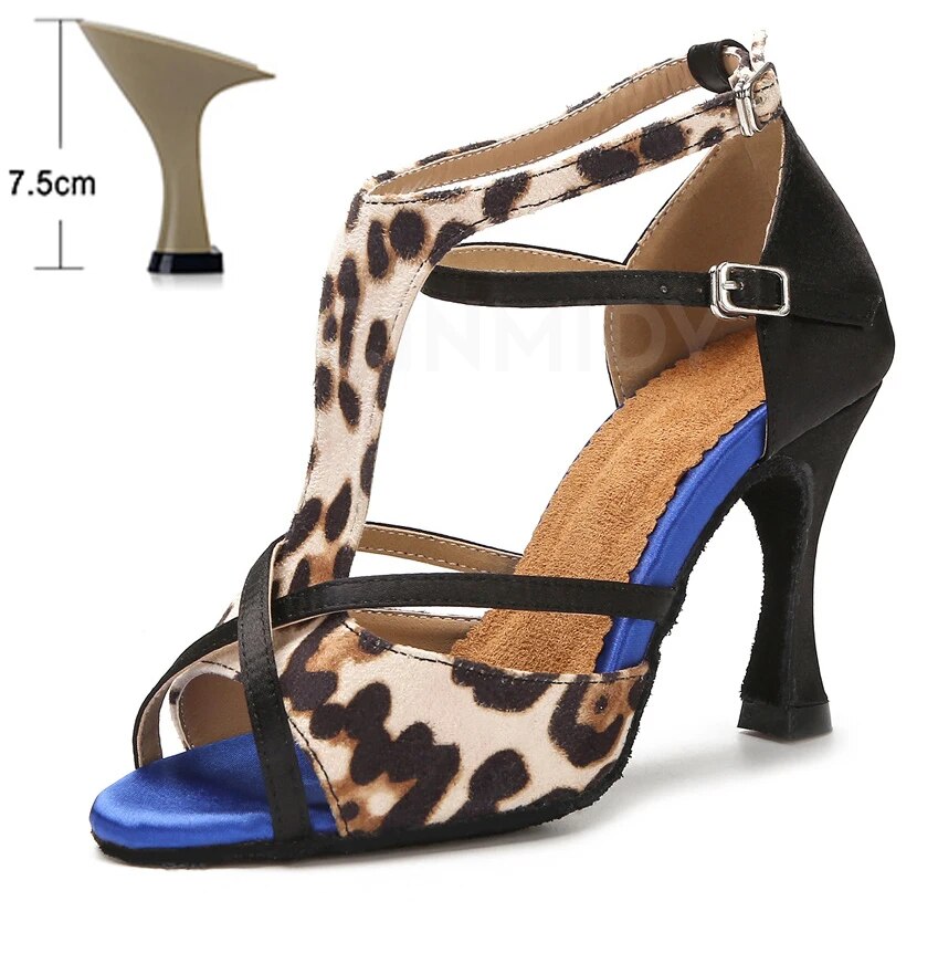 VCshoes Leopard Grain Latin Dance Shoes For Women High Heel Modern Jazz Indoor Soft Bottom Sandals Tango Party