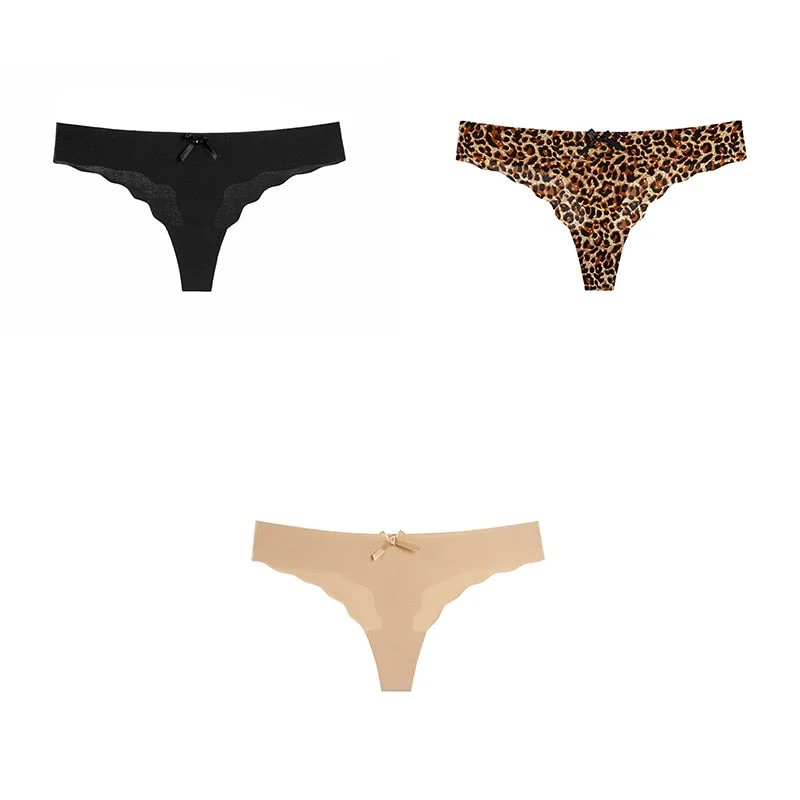 3 Pcs Sexy Lingerie Woman Underwear Seamless Sports Panties Female Thong G-string Thongs For Woman Underwear Ice Silk BANNIROU