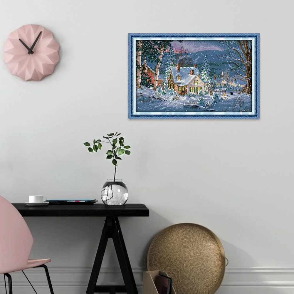 14ct Stamped Cross Stitch - Christmas Snow Night(55*37cm)
