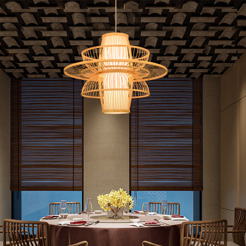 Bamboo Lanterns Pendant Lights Simple Tearoom Chandelier