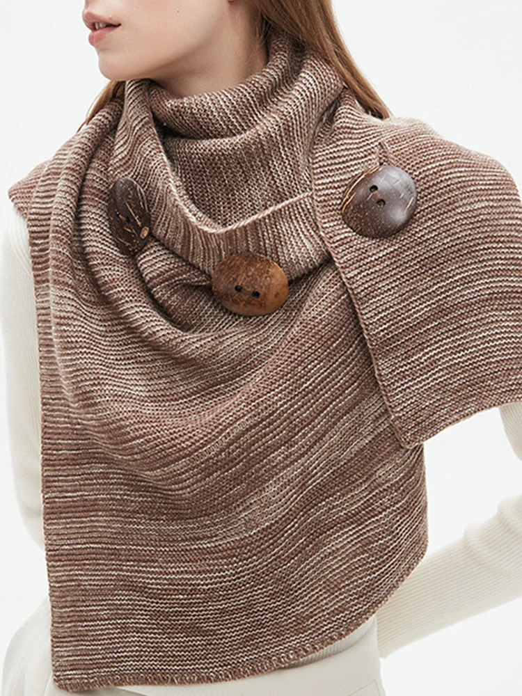 VChics Vintage Mixed Color Button Up Cozy Scarf