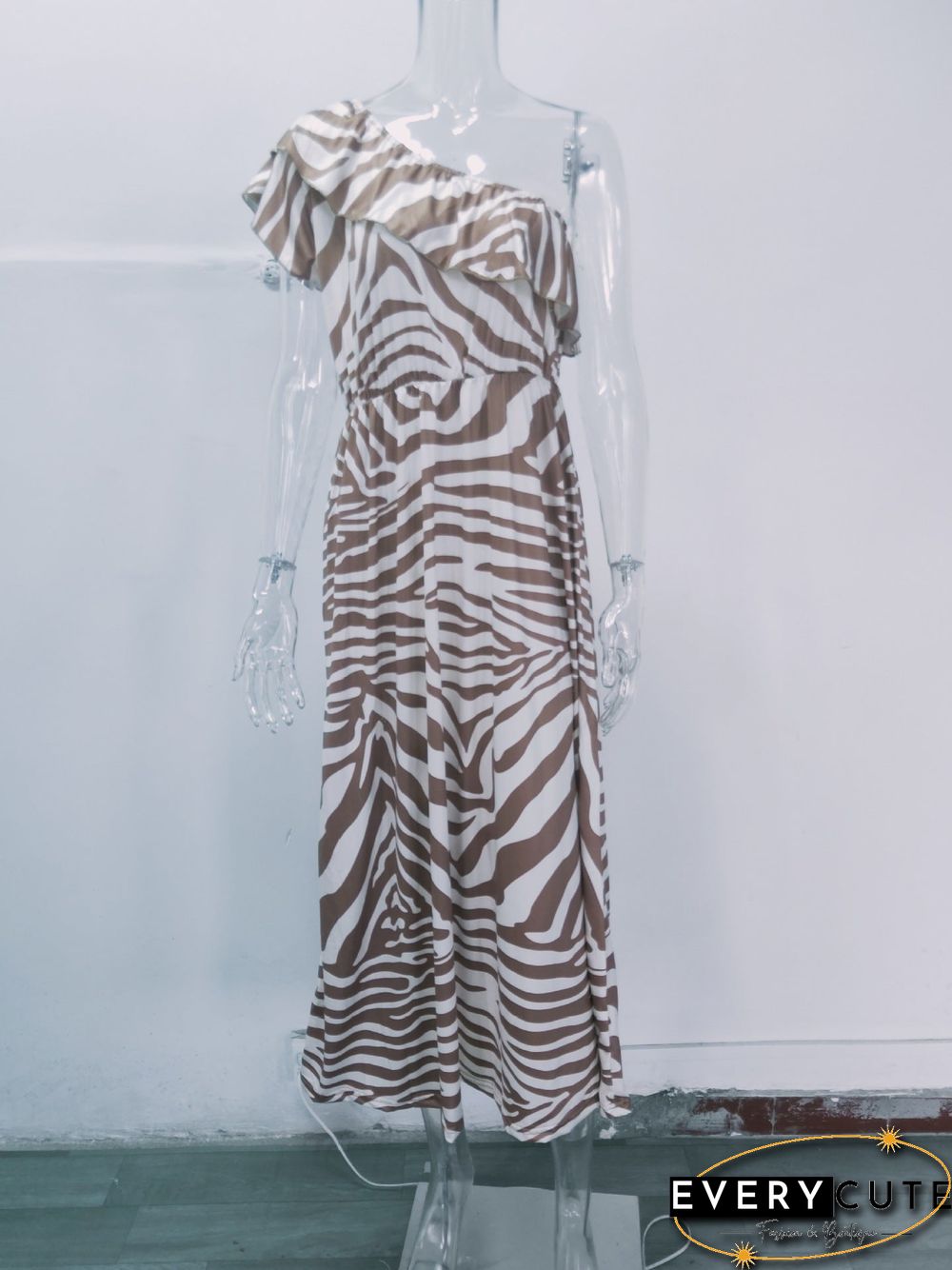 One Shoulder Wrap Waist Maxi Dress