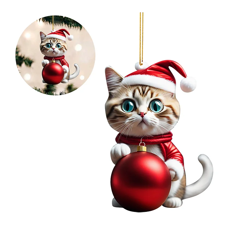 Christmas Cute Cat Acrylic Hanging Ornaments gbfke