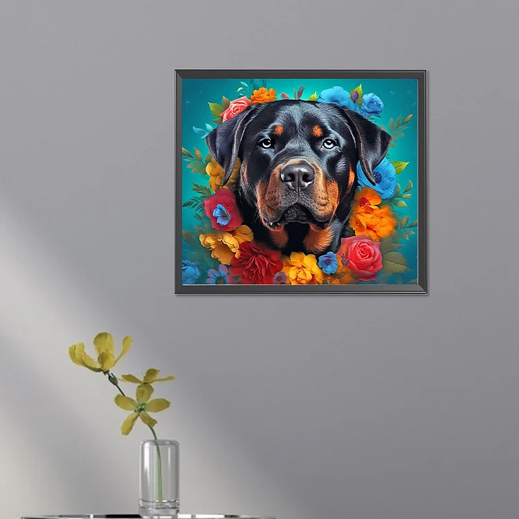 Full Round Drill Diamond Painting -Dog Wearing Garland - 40*35cm