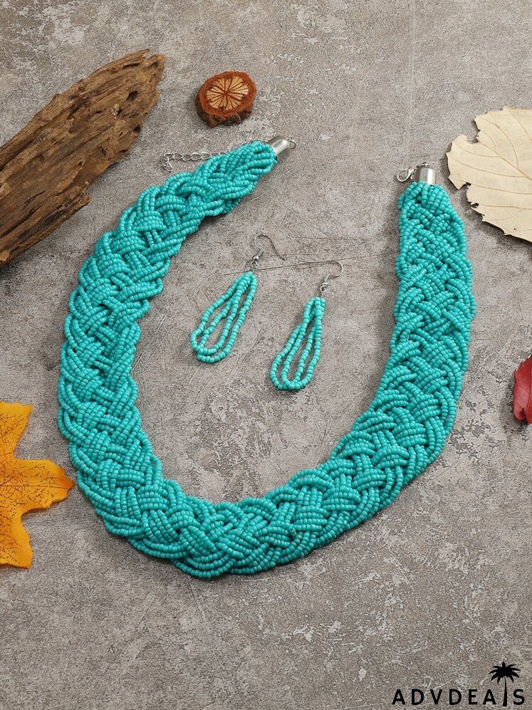 Bead Decor Necklace & Drop Earrings