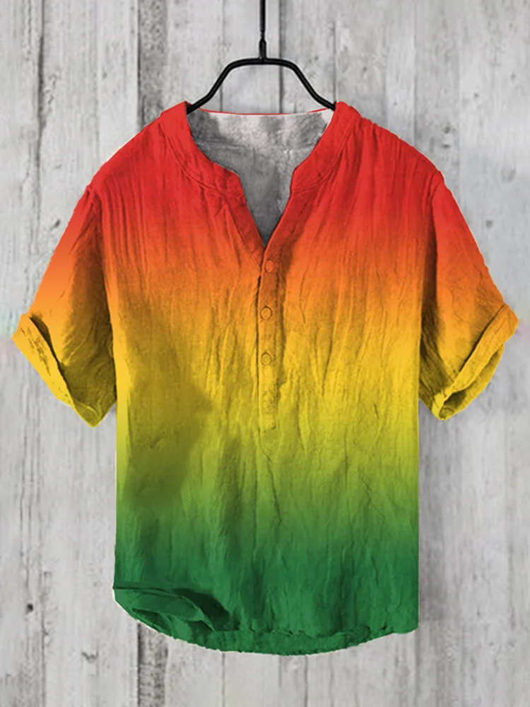 Men's Rasta Watercolor Art  Linen Blend Shirt