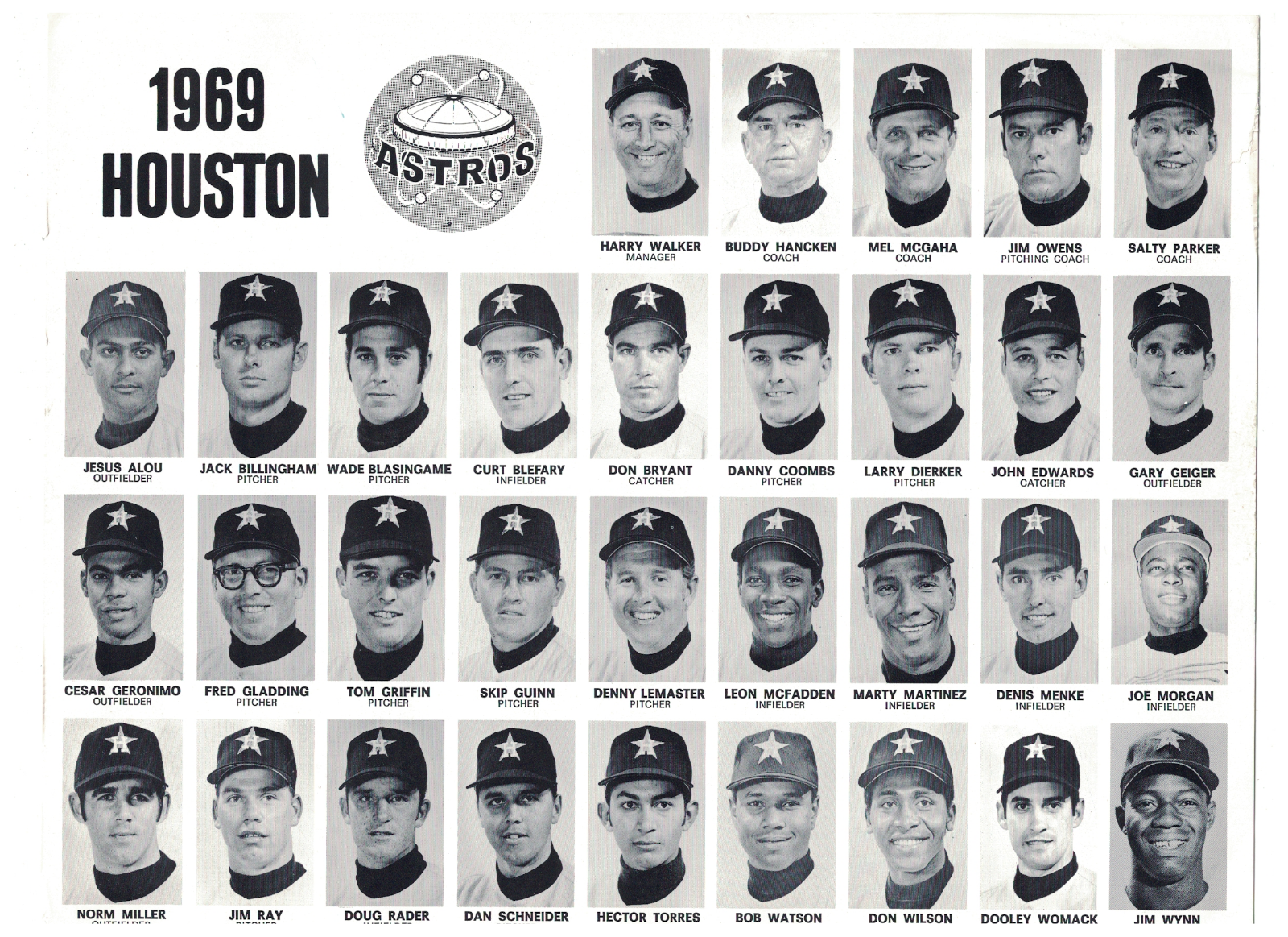 Original 1969 Houston Astros 8 1/2 x 11 Baseball Team Photo Poster painting RH2