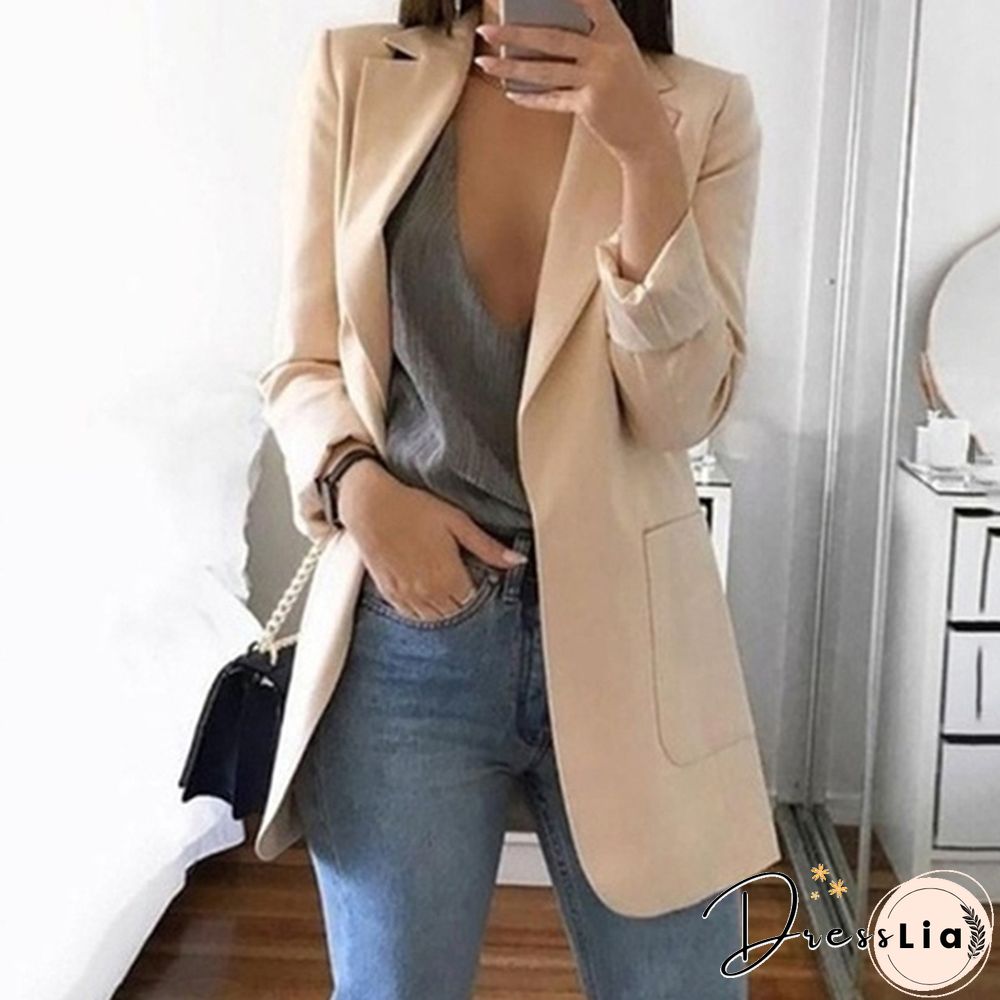 Fashion Women's Blazer Casual Jacket Coat Business Suit Long Spring Tops