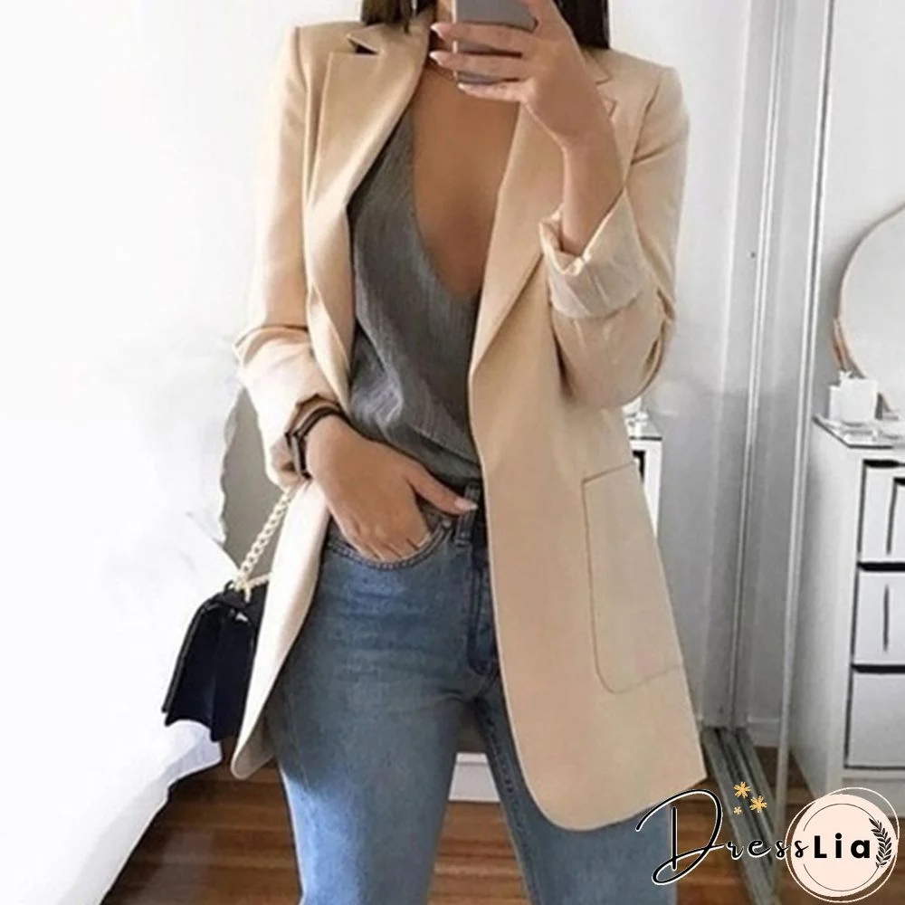 Fashion Women's Blazer Casual Jacket Coat Business Suit Long Spring Tops