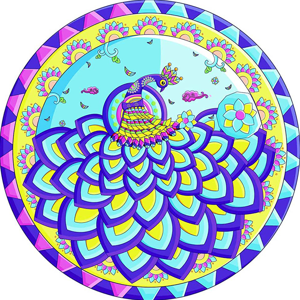 

(Multi-Size) Peacock - Round/Square Drill Diamond Painting, Round diamond 40*40cm, 501 Original