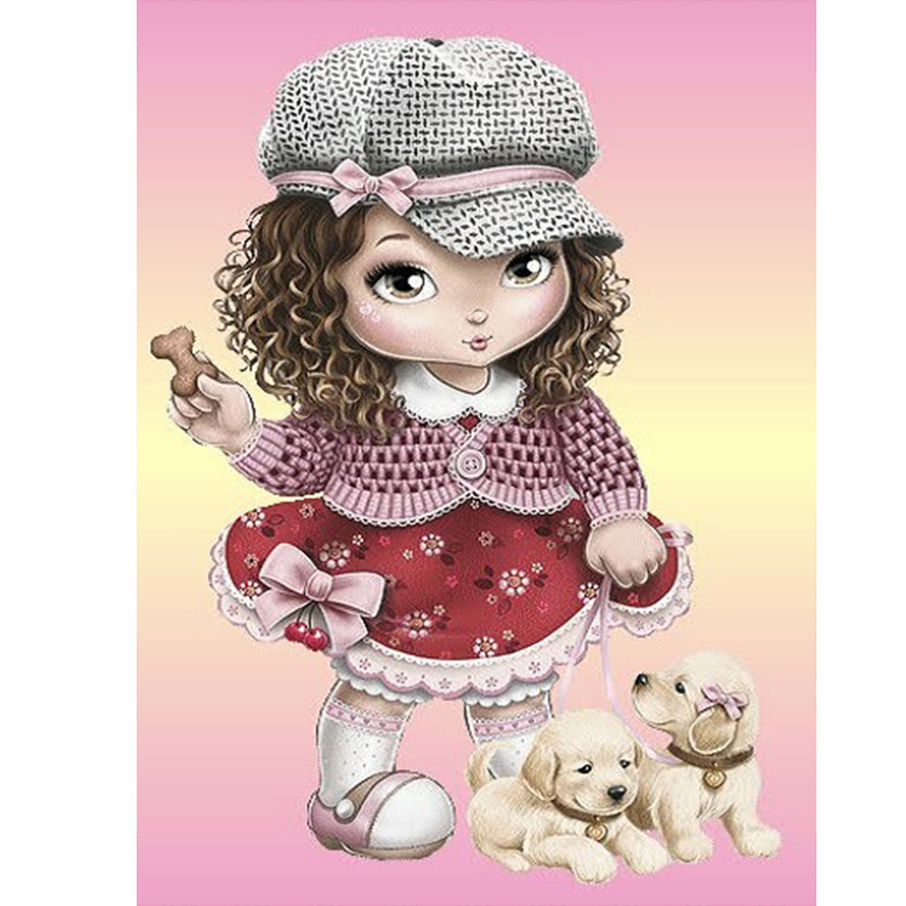 

30*40CM - Round Drill Diamond Painting - Cartoon Girl, 501 Original