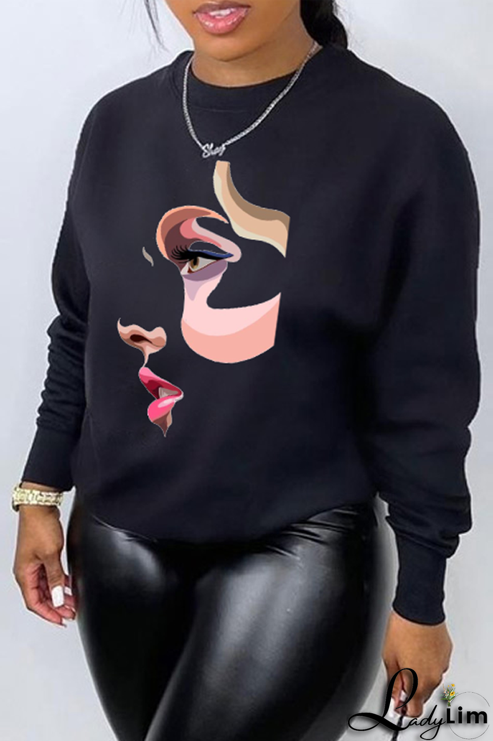 Blue Casual Daily Print Patchwork O Neck Tops